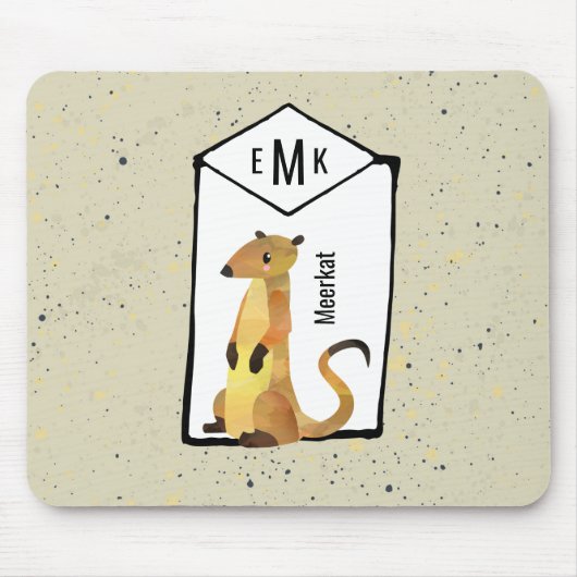 Meerkat op beige achtergrond met monogram muismat (Voorkant)