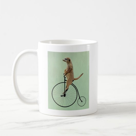 Meerkat op Black Penny Farthing 2 Koffiemok (Links)