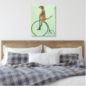 Meerkat op Black Penny Farthing Canvas Afdruk (Insitu (Slaapkamer))