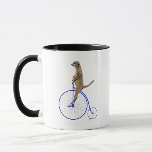 Meerkat op Blue Penny Farthing Mok (Links)