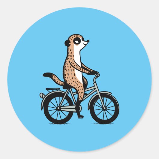 Meerkat op de fiets ronde sticker (Voorkant)