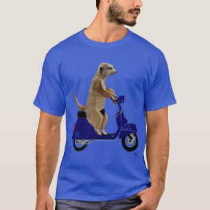 Meerkat op Donkere Blauwe Moped T-shirt