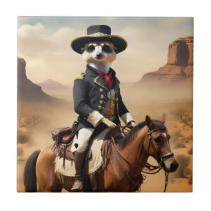 Meerkat op een paard: kan de enige vreemdeling zij tegeltje