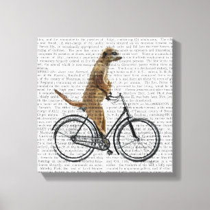 Meerkat op fiets canvas afdruk