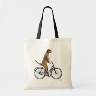Meerkat op fiets tote bag