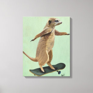 Meerkat op skateboard canvas afdruk
