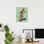 Meerkat op skateboard poster (Thuiskantoor)
