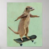 Meerkat op skateboard poster (Voorkant)