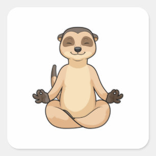 Meerkat op Yoga Meditation Vierkante Sticker
