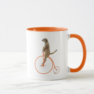 Meerkat over Oranje Penny Farthing Mok