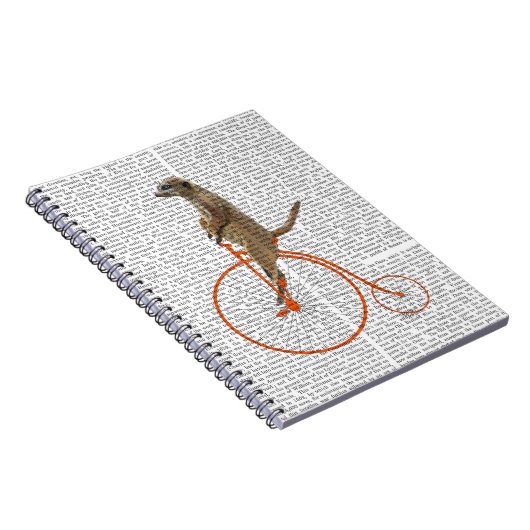 Meerkat over Oranje Penny Farthing Notitieboek (Rechterzijde)
