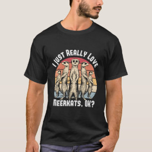Meerkat Retro Gift Ik hou gewoon echt van Meerkats T-shirt