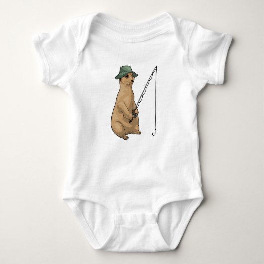 Meerkat Vist Fisher Gevist rod Romper (Voorkant)