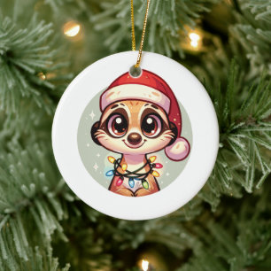 Meerkat Vrolijk Kerstfeest Winter Dieren Meerkats Keramisch Ornament