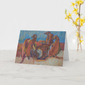 Meerkats au coucher du soleil - carte d'art (Fleur jaune)