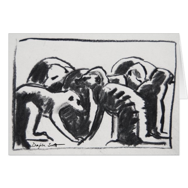 Meerkats de toilettage - carte d'art (Devant horizontal)