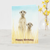Meerkats Verjaardag Kaart (Gele Bloem)