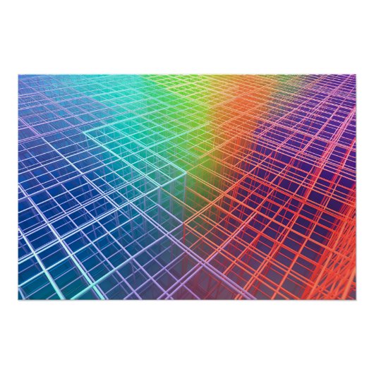 Meerkleurig 3D-raster Perfect Poster (Voorkant)