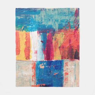 Meerkleurig abstract schilderij fleece deken