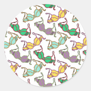 Meerkleurig Bra-patroon Ronde Sticker