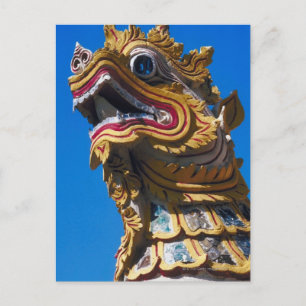 Meerkleurig drakenbeeld bij Wat Duang Di Briefkaart