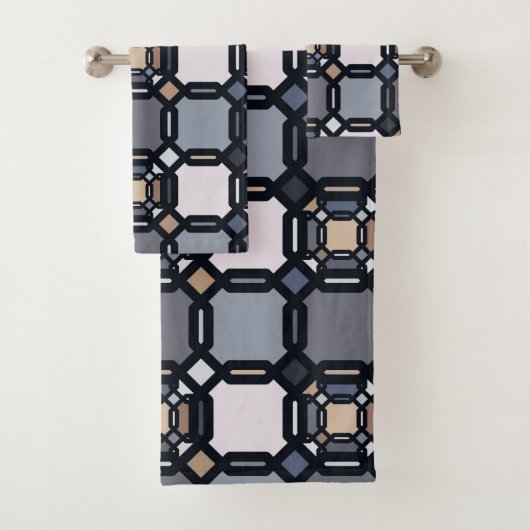 Meerkleurig geometrisch ornament in gedempte schop bad handdoek (Insitu)