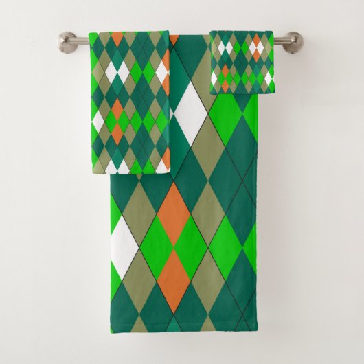 Meerkleurig geometrisch patroon ruiten minimalisme bad handdoek (Insitu)