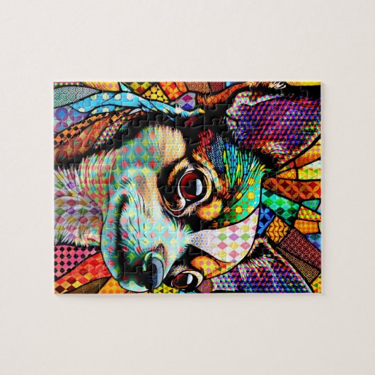 Meerkleurig Glas in lood Chihuahua Dog 171 Legpuzzel (Horizontaal)
