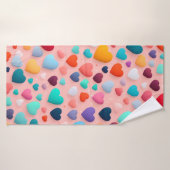 Meerkleurig hartpatroon badhanddoek (Badhanddoek)