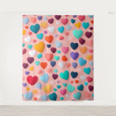 Meerkleurig hartpatroon wandkleed (Voorkant)