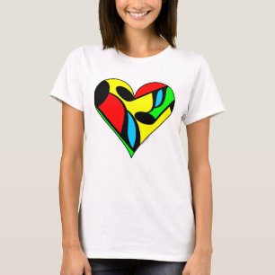Meerkleurig Muzieknotitie Hartpatroon T-shirt