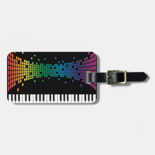 Meerkleurig muziekpianoinstrumenteel toetsenbord bagagelabel