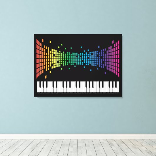 Meerkleurig muziekpianoinstrumenteel toetsenbord canvas afdruk (Insitu (Houten vloer))