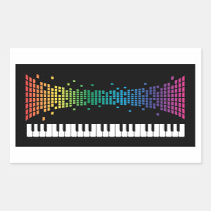 Meerkleurig muziekpianoinstrumenteel toetsenbord rechthoekige sticker