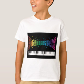 Meerkleurig muziekpianoinstrumenteel toetsenbord t-shirt