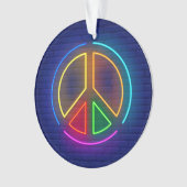 Meerkleurig neonsymbool voor het vredesteken ornament (voorkant)