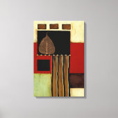 Meerkleurig paneelschilderij met bruin leder canvas afdruk (Voorkant)