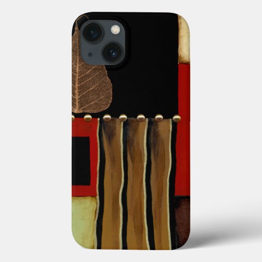 Meerkleurig paneelschilderij met bruin leder Case-Mate iPhone case (Achterkant)