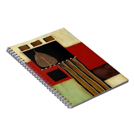 Meerkleurig paneelschilderij met bruin leder notitieboek (Rechterzijde)