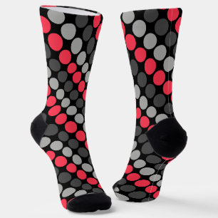 Meerkleurig patroon Retro Sixties Polka Dots Grijs Sokken