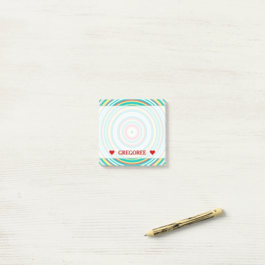 Meerkleurig ringpatroon/cirkelpatroon en aangepast post-it® notes (Op bureau)