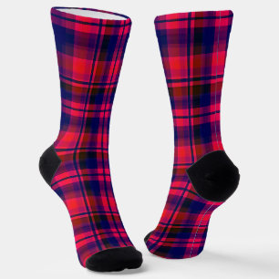 Meerkleurig rood en blauw met een geruit patroon sokken