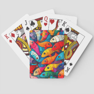 Meerkleurig vispatroon pokerkaarten