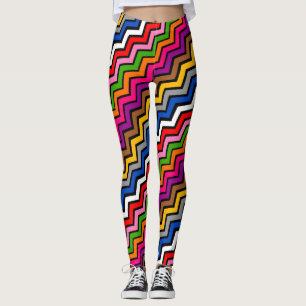 Meerkleurig Zigzag Chevron Zwart Design Leggings