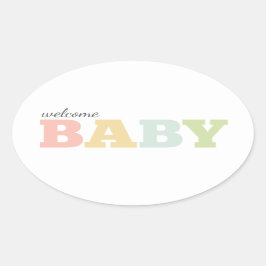Meerkleurige baby stickers, ovaal, genderneutraal ovale sticker