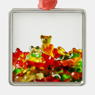 Meerkleurige Beren Metalen Ornament