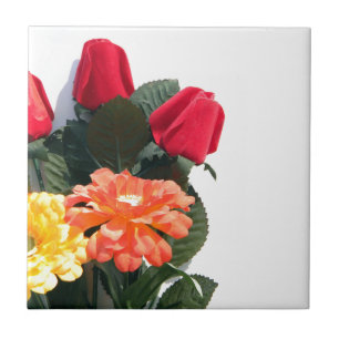 Meerkleurige bloemen tegeltje
