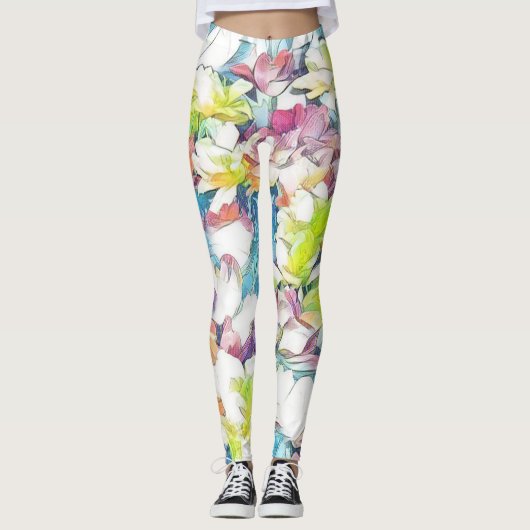 Meerkleurige bloemige Leggings (zwevend) (Voorkant)