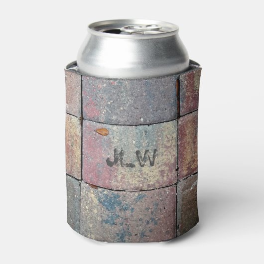 Meerkleurige brick met Initialen Blikjeskoeler (Blikje Voorkant)