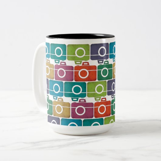 Meerkleurige camera-Mok Tweekleurige Koffiemok (Voorkant links)